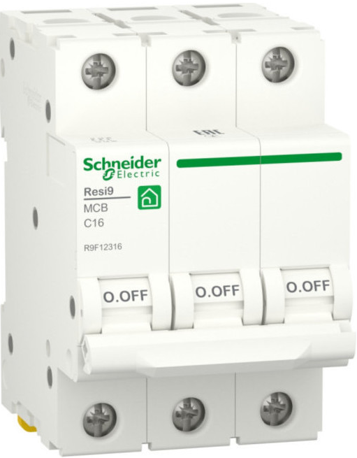 Автоматический выключатель Schneider Electric RESI9 Resi9 - 3P, тип хар-ки C, 16 А, 400 В AC, 6кА