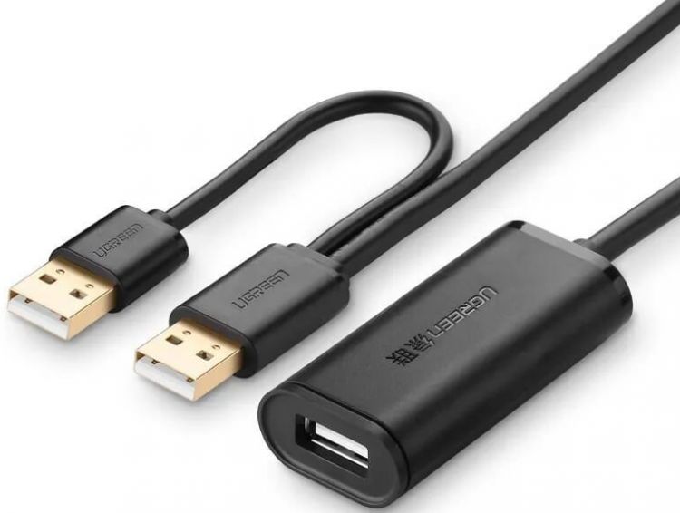 Кабель-удлинитель UGREEN US137 20213_ USB 2.0 Active Extension, 5м, черный