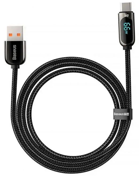 Кабель интерфейсный Baseus CASX020001 USB Type-A 2.0 (m) - USB Type-C (m), Fast Charging, 66W, 1 м, черный