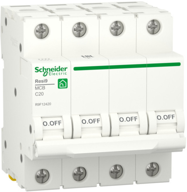 Автоматический выключатель Schneider Electric RESI9 Resi9 - 4P, тип хар-ки C, 20 А, 400 В AC, 6кА