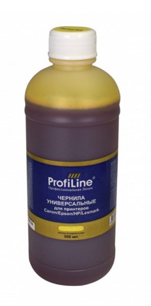 Чернила ProfiLine PL_INK_U_C/E/H/L_Y_500ml для принтеров Canon/Epson/HP/Lexmark универсальные на водной основе Yellow 500 мл ProfiLine