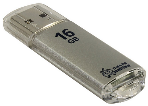 Накопитель USB 2.0 16GB SmartBuy SB16GBVC-S V-Cut серебристый