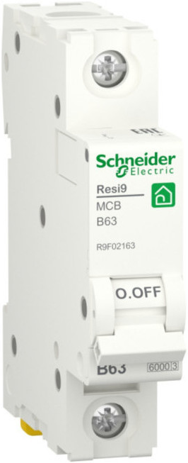 Автоматический выключатель Schneider Electric RESI9 Resi9 - 1P, тип хар-ки B, 63 А, 230 В AC, 6кА