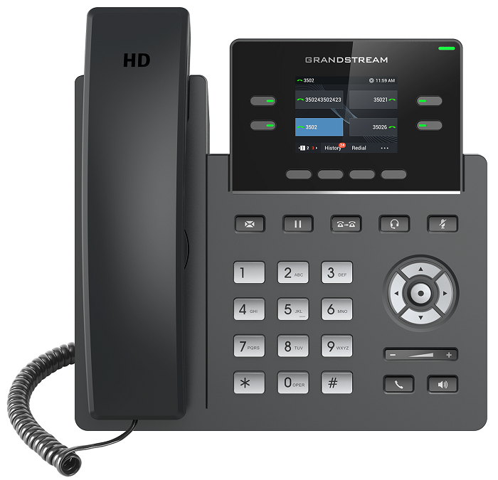 Телефон VoiceIP Grandstream GRP-2612w 2 SIP аккаунта, 2хEthernet, 10/100, дисплей 2,4 цветной, книга на 1000 контактов,POE, Opus, Wi-Fi