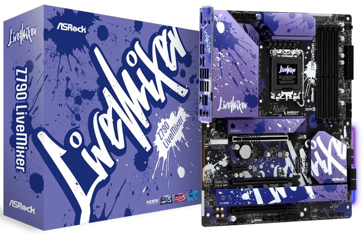 LGA1700 ASROCK Материнская плата ATX ASRock Z790 LIVEMIXER (LGA1700, Z790, 4*DDR5 (6800), 4*SATA 6G RAID, 4*M.2, 4*PCIE, 2.5Glan, HDMI, DP, 2*USB Type-C, 6*USB 3.2,