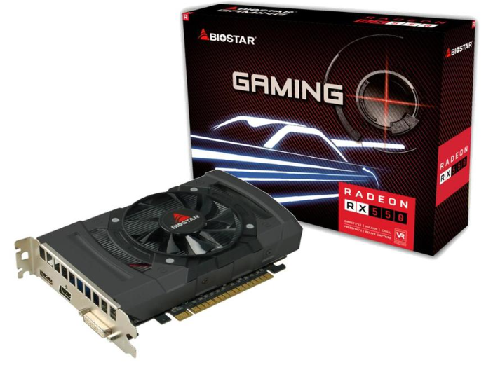 Видеокарта PCI-E Biostar Radeon RX 550 (VA5505RF21) 2GB GDDR5 128bit 14nm 1100/6000MHz DVI/HDMI/DP