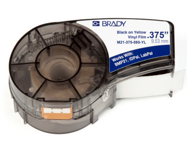 Лента красящая Brady M21-375-595-YL brd142803 9.53mm/6.4m винил, черный на желтом