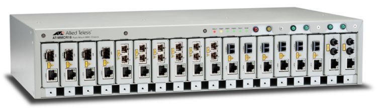 Шасси Allied Telesis AT-MMCR18-60 для установки MMC2xxx Media Converters на 18 слотов 19, one AC Multi-Region PSU