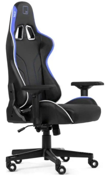 Кресло игровое WARP Xn чёрно-синее (экокожа, алькантара, регулируемый угол наклона, механизм качания, 4D подлокотники, газлифт 3 кл.)