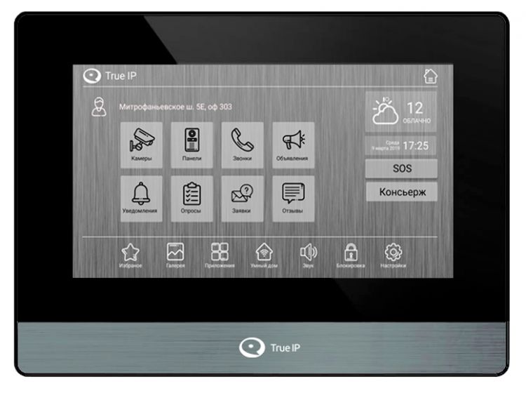 Видеодомофон True IP Systems TI-4107AB на базе ОС Android, сенсорный экран 7’’, POE, многофункциональность и управление Умным домом.