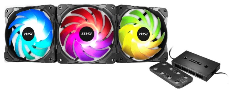 Вентилятор для корпуса MSI MAG MAX F12A-3H OE3-7G09F04-W57 120x120x25mm, 600-1500rpm, 8-40.1CFM, 20-28dBA, 4-pin PWM/3-pin ARGB (3-pack)