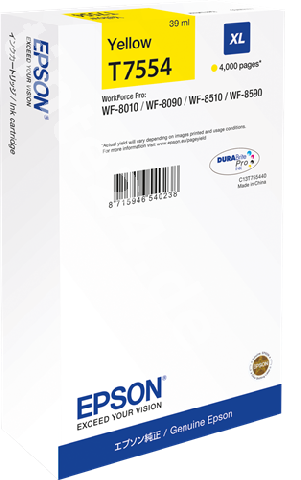 Картридж повышенной емкости с желтыми чернилами   T7554 для WF-8090, 8590 (C13T755440)