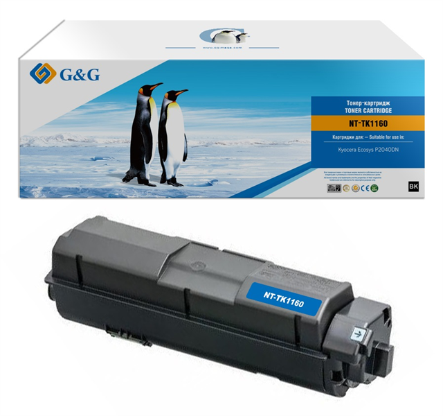 G&G toner cartridge for Kyocera P2040dn/P2040dw 7 200 pages with chip TK-1160  1T02RY0NL0 гарантия 12 мес.