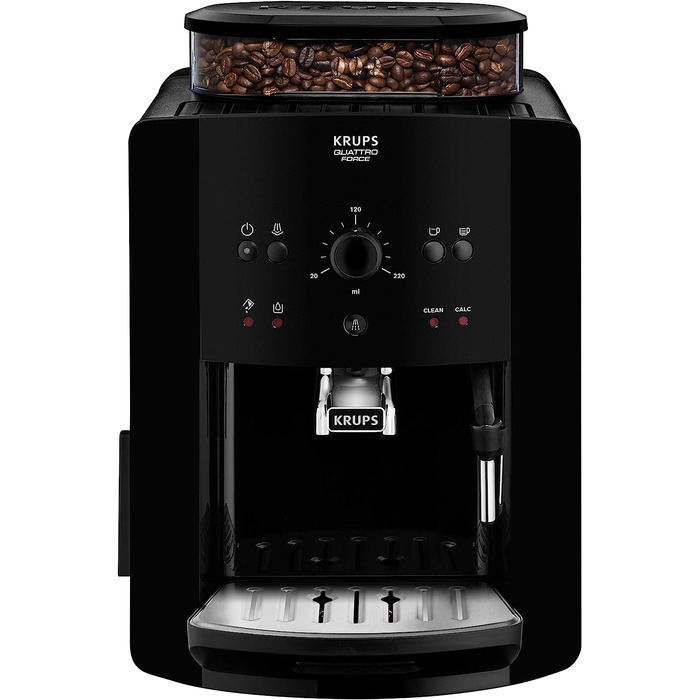 Krups Кофемашина на 2 чашки 1450 Вт, с кофемолкой, черная Arabica Picto Quattro Force EA8110 Krups