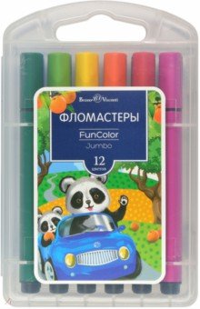 Фломастеры утолщенные 12 цветов FUNCOLOR JUMBO (32-0041)