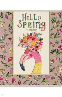 Тетрадь Hello Spring, А5+, 48 листов, клетка, в ассортименте
