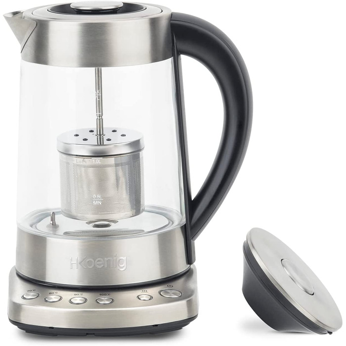 H.Koenig Электрический заварочный чайник H.Koenig Tea Maker TI700 Instant T из нержавеющей стали, 2400 Вт, 1.7 л