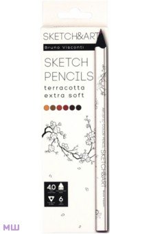 Скетч карандаши Sketch&Art. Терракота, утолщенные, 6 цветов