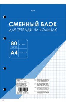   Лабиринт Блок сменный для тетрадей на кольцах, А4, 80 листов, клетка