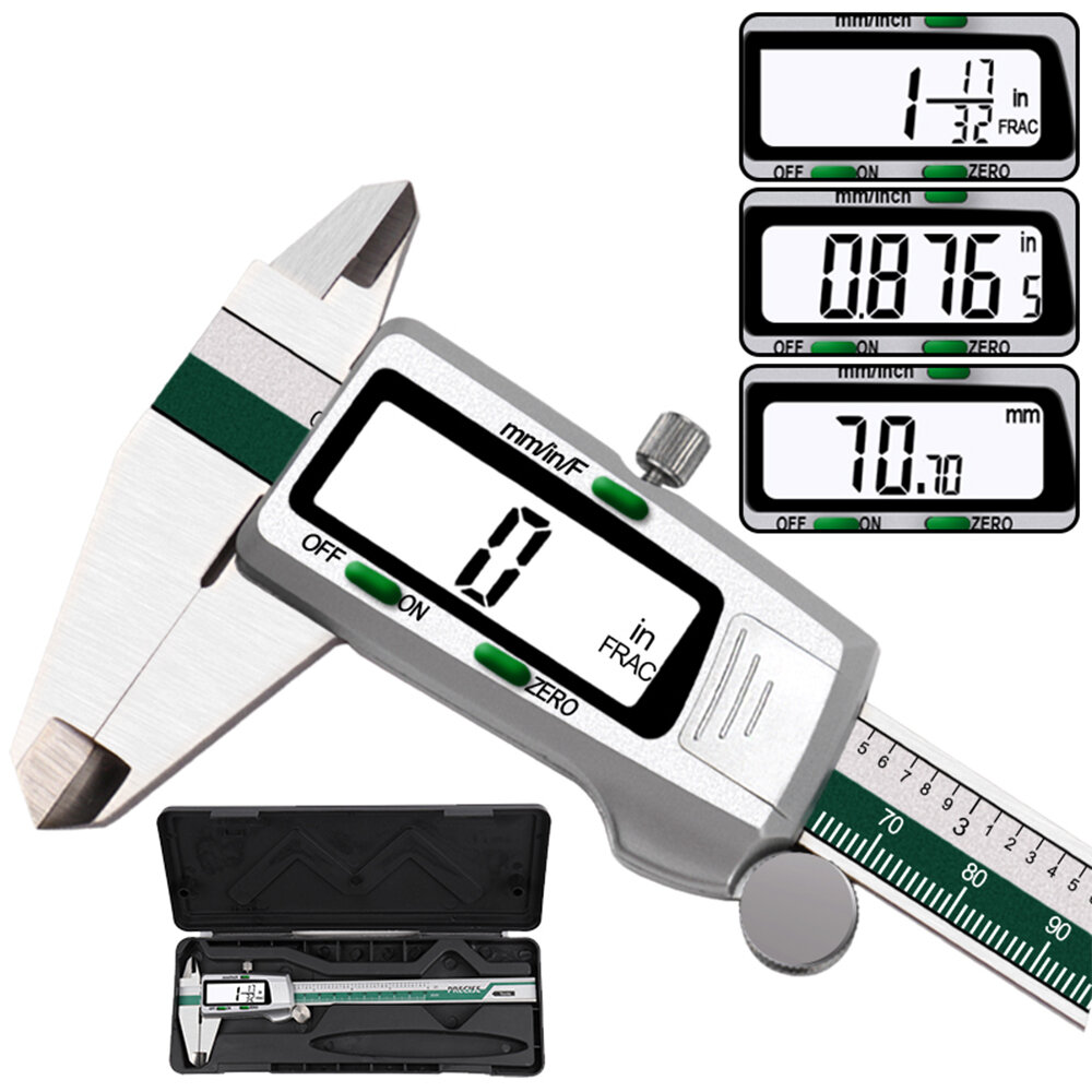 150mm Stainless Steel LCD Screen Display Digital Caliper 6 Inch Fraction / MM / Inch High Precision Stainless Steel LCD