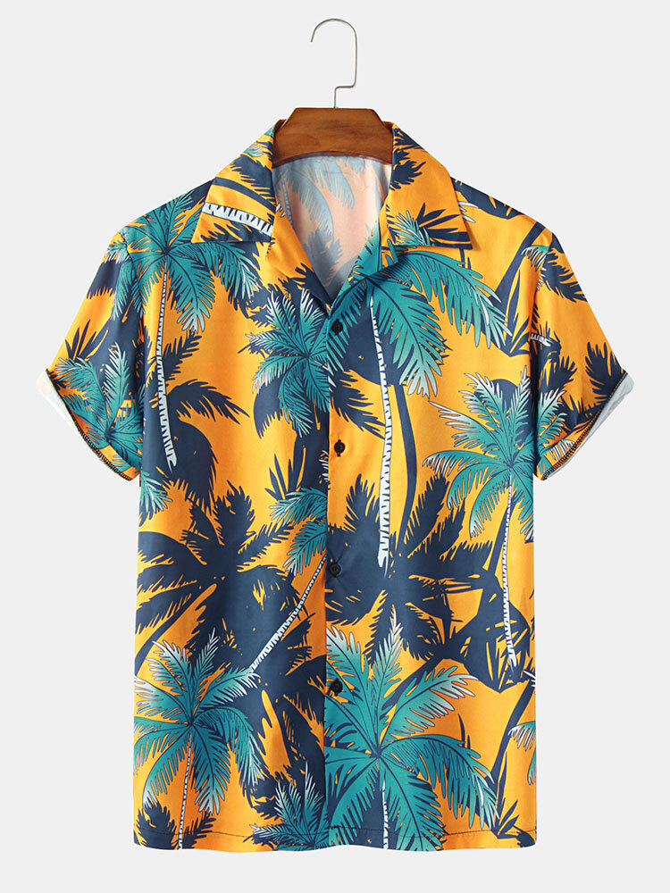 Mens Holiday Кокос Рубашки с принтом дерева Гавайи