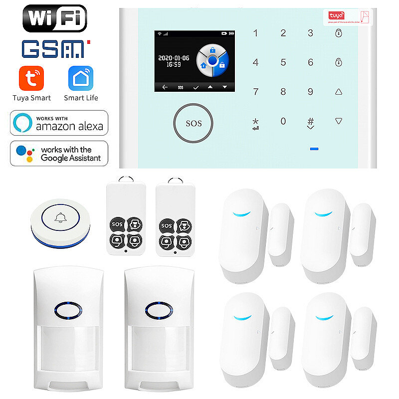 Tuya Smart Home Аварийная система Security Набор Wireless WiFi GSM Охранная сигнализация Многофункциональная домашняя пр