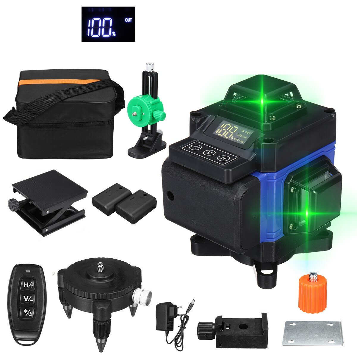 Measurement & Analysis Instruments 16 line Green Laser Level App Control 4D 360° H&V Cross Line Self Leveling Remote Control