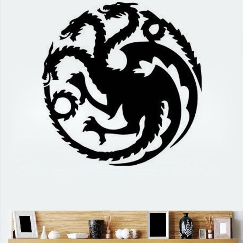 Home Decor  Banggood T-18 Игра Престолов Tangeri Lian Targaryen Семейная эмблема Три золота Дракон Резные наклейки стены