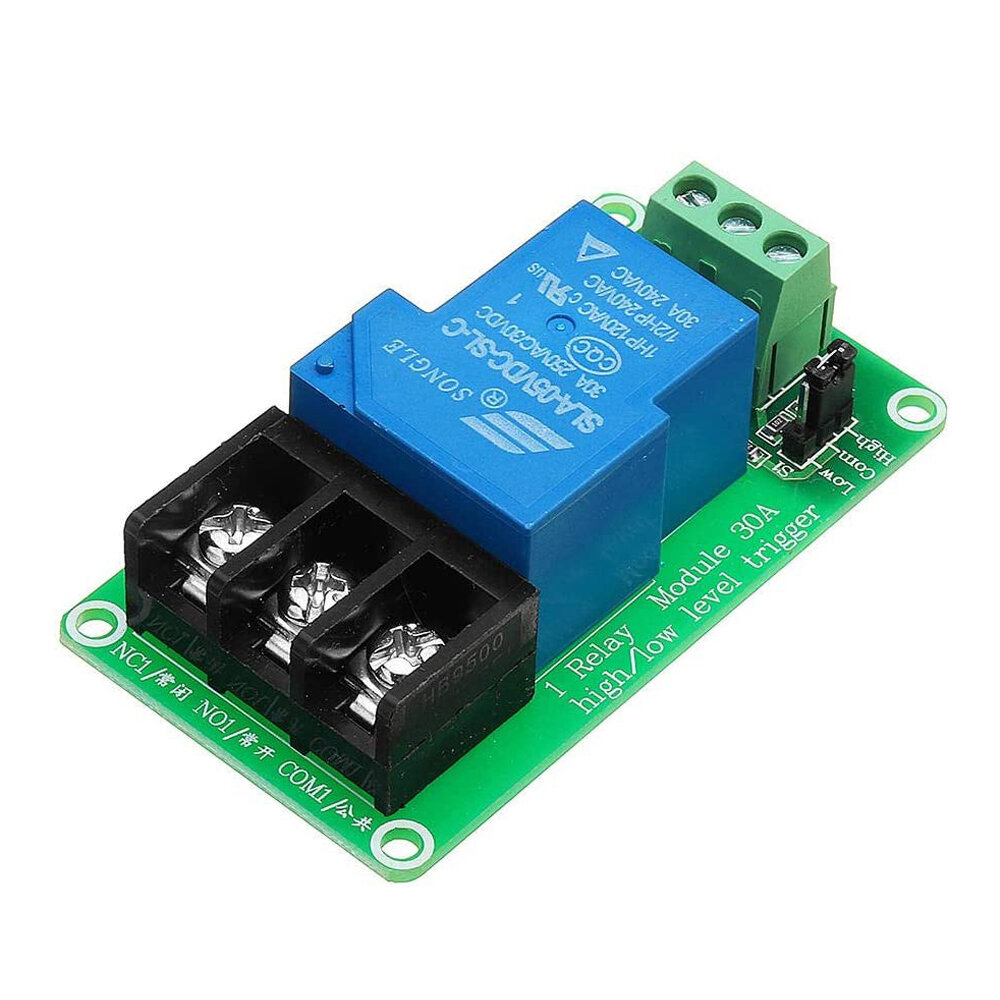 1-канальный релейный модуль 30A с изоляцией оптопары 5V поддерживает триггер высокого и низкого уровня