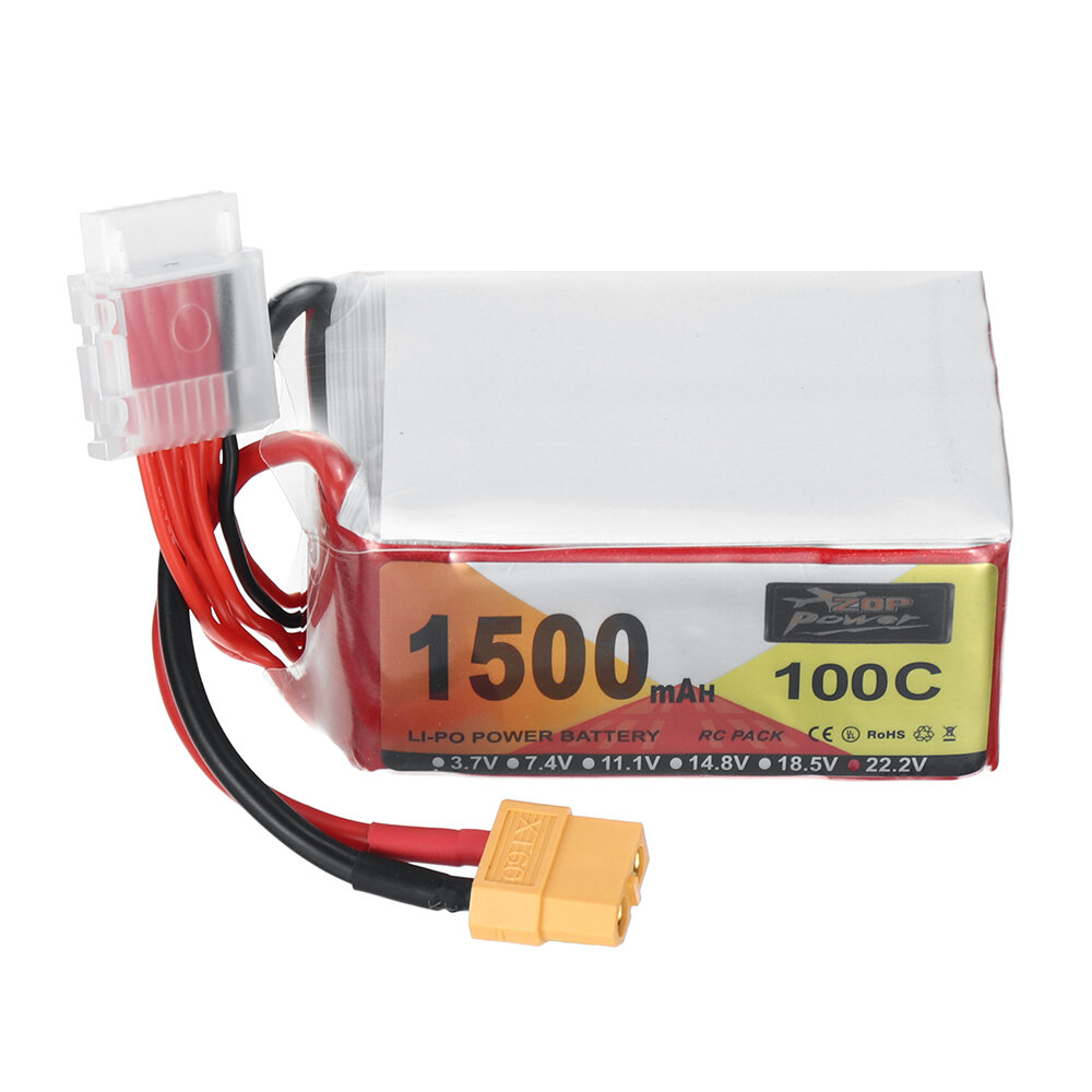 ZOP Power 22,2 В 1500 мАч 100C 6S LiPo Батарея XT60 Штекер для RC Дрон