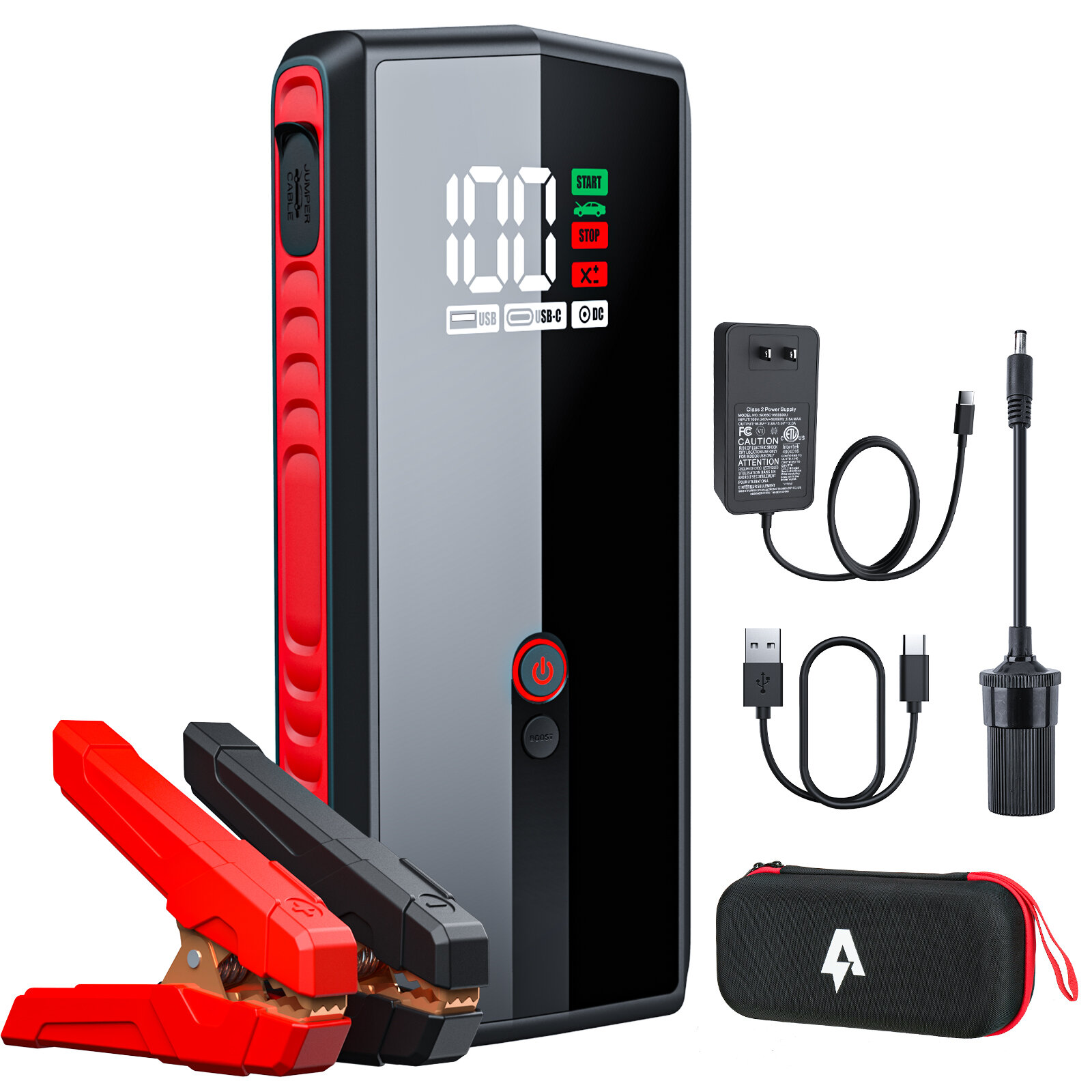 Car Electronics Andeman Epower-199 2000A 20000mAh Авто Jump Starter Батарея Booster Dual USB Power Bank с LED фонариком PD 65W