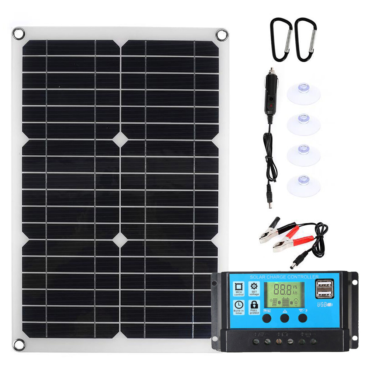 Портативная солнечная панель 30 Вт 18 В многофункциональный комплект солнечного зарядного устройства, водонепроницаемый