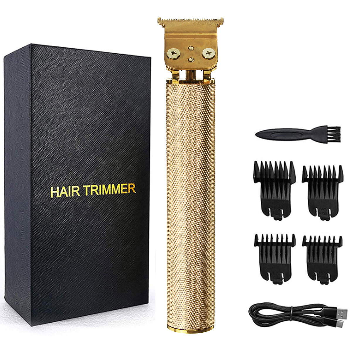 Hair Care & Styling  Banggood Золото Retro Electric Волосы Машинка для стрижки с Т-образным лезвием, аккумуляторная, безголовая Волосы Триммер Long Ба