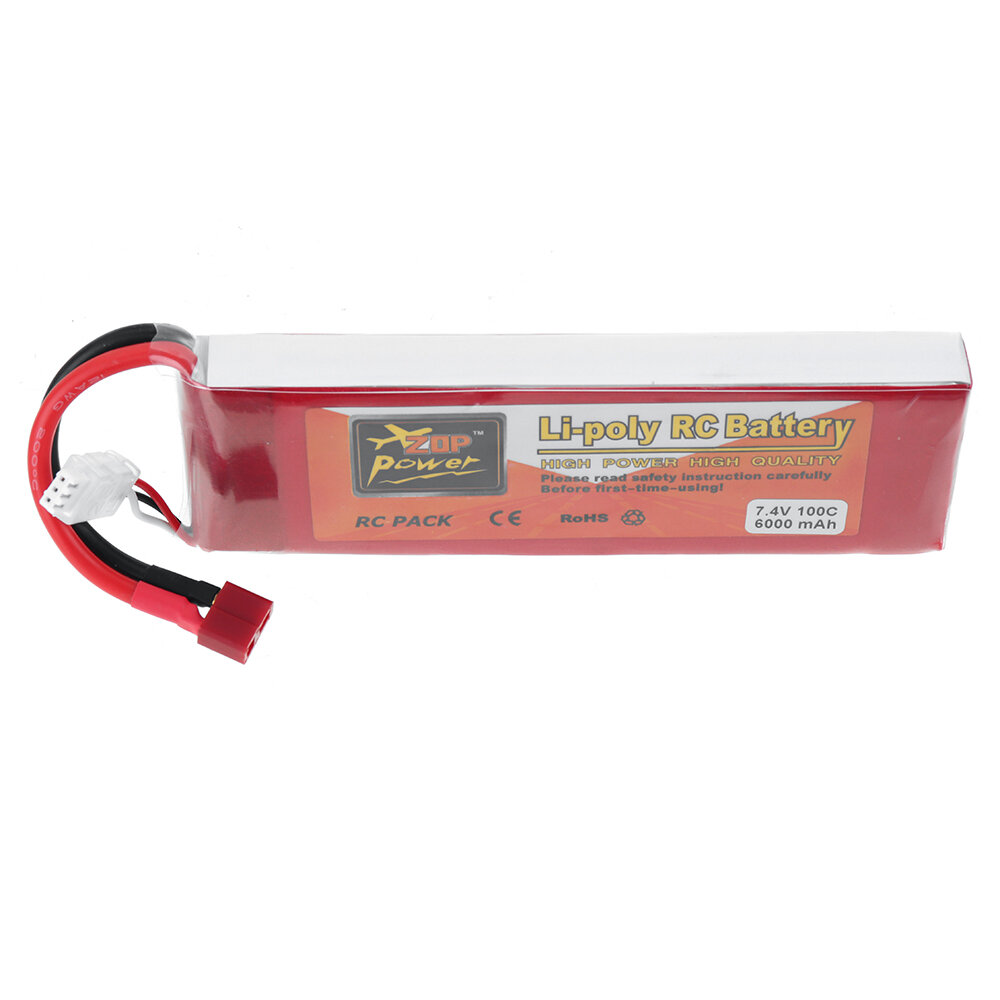 ZOP POWER 7.4V 6000mAh 100C 2S LiPo Батарея Разъем XT60 для RC Дрон