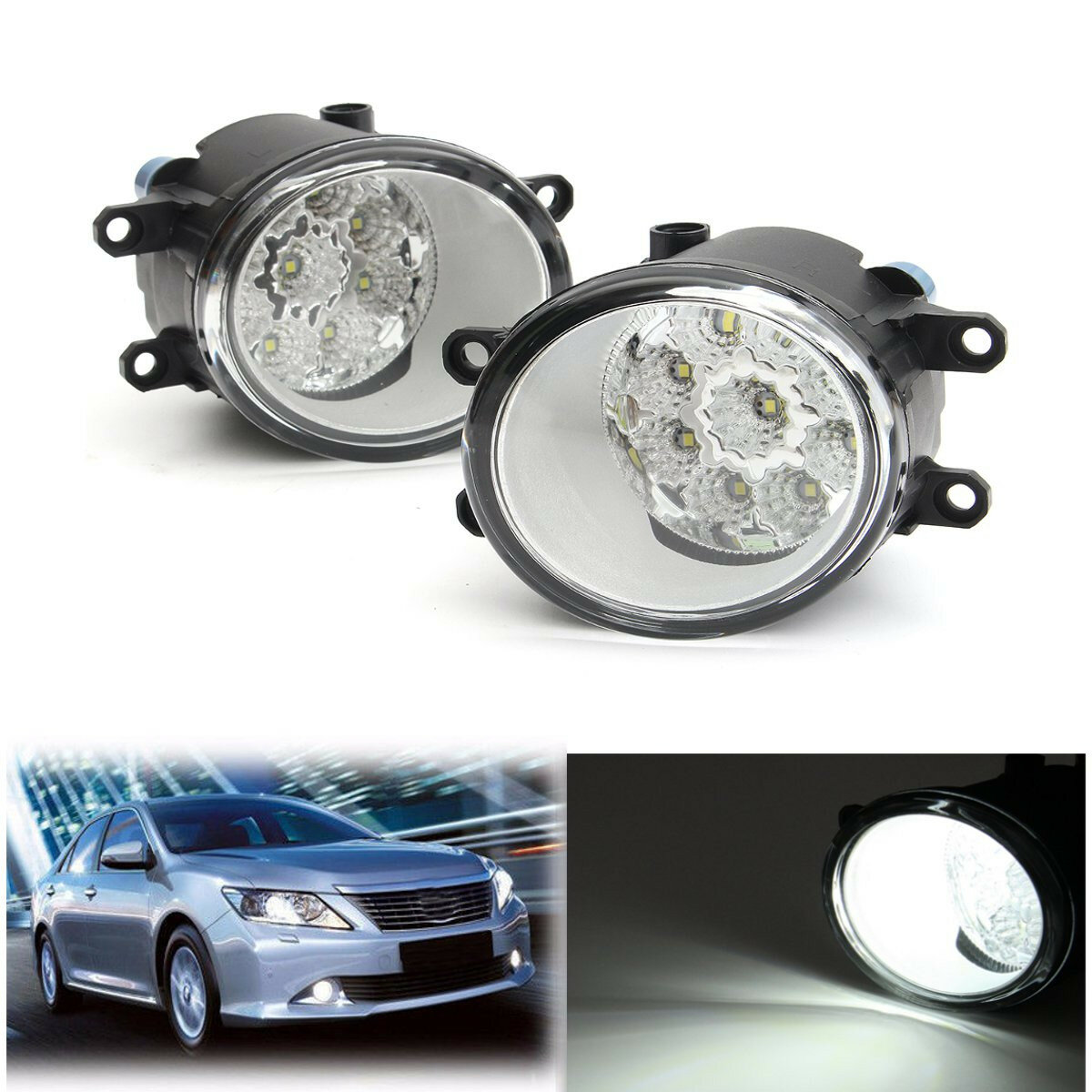 Car Lights  Banggood 9 светодиодных передних противотуманных фар с лампами 6000K белого цвета для Toyota Corolla Camry Highlander Avalon для