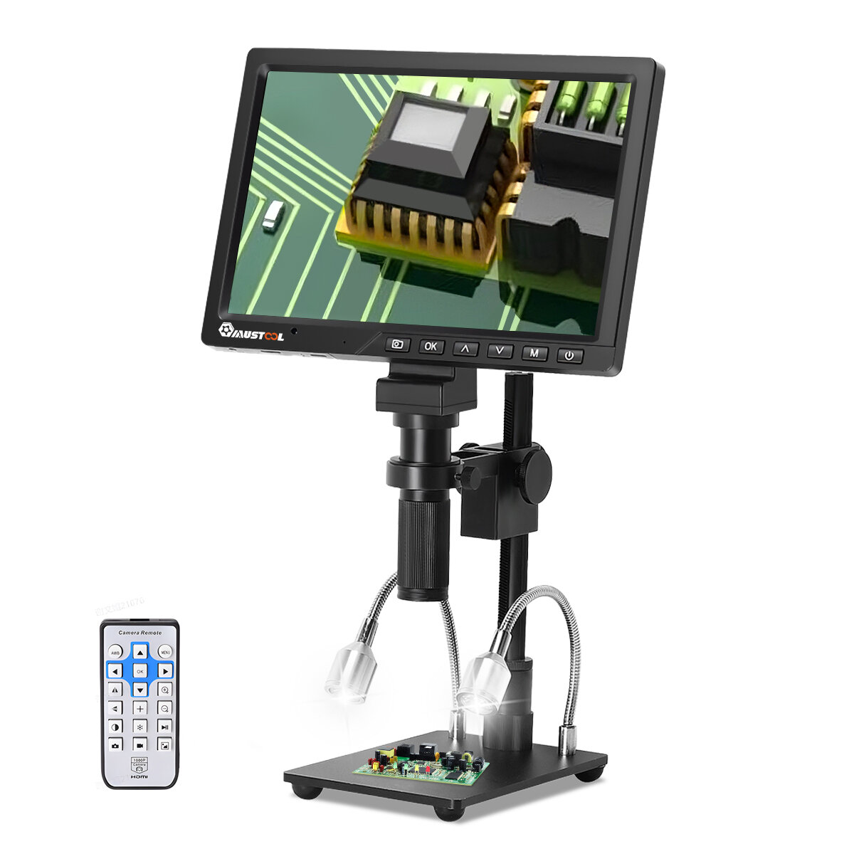  Mustool 10.1 inch LCD HD Video Microscope with 150X C Mount Lens Electronic Microscope Camera with Metal Stand Professio
