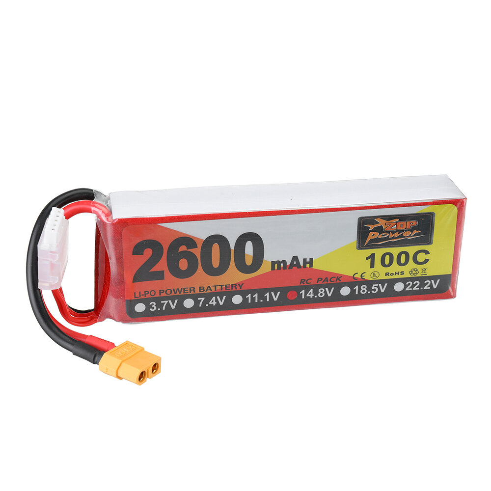 ZOP Power 14.8V 2600mAh 100C 4S Lipo Батарея XT60 Разъем для RC Racing Дрон