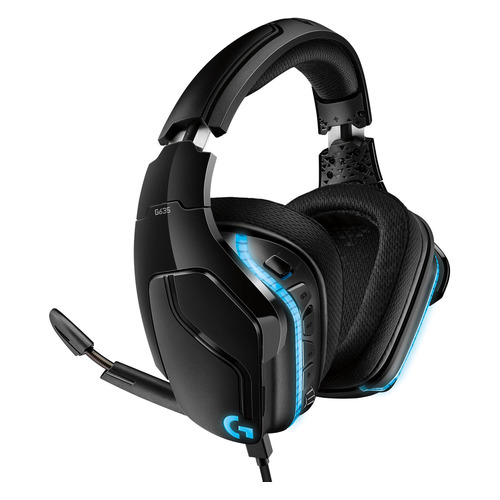 Гарнитура Logitech G635 Lightsync, для ПК и игровых консолей, накладные, черный [981-000750]