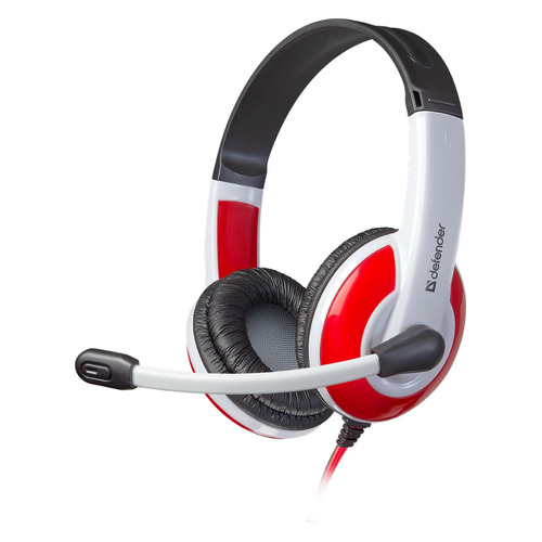 Гарнитура игровая Defender Warhead G-120, для компьютера, накладные, белый / красный [64098]