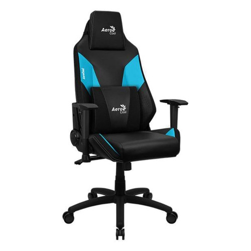 Кресло игровое Aerocool Admiral, на колесиках, искусственная кожа, черный/голубой [admiral ice blue]
