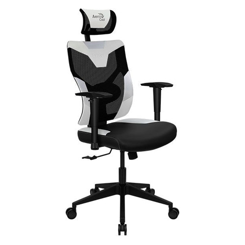 Кресло игровое Aerocool Guardian, на колесиках, искусственная кожа/сетка, черный/белый [guardian azure white]