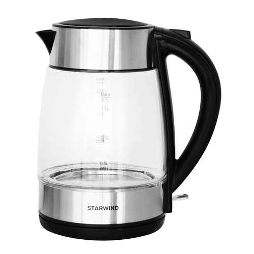 Чайник электрический StarWind SKG3026, 2200Вт, черный и серебристый