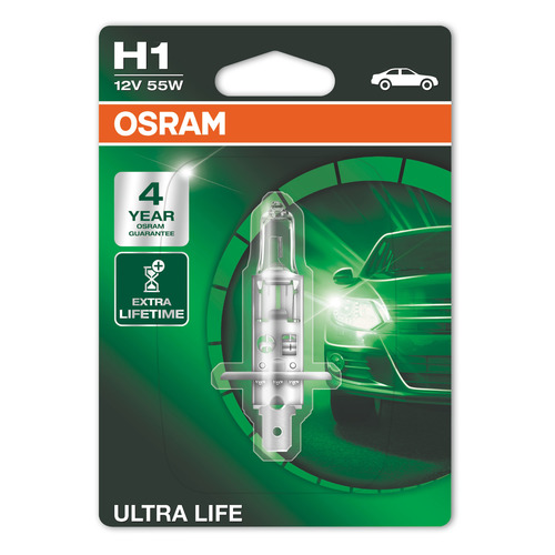 Лампа автомобильная галогенная Osram 64150ULT-01B, H1, 12В, 55Вт, 1шт