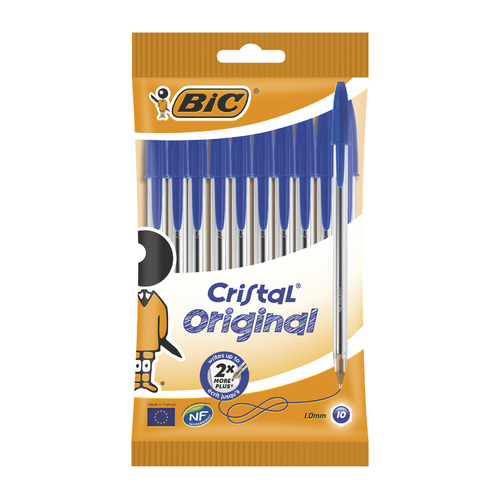 Набор ручек шариков. Bic Cristal (830863) прозрачный d=0.32мм пакет (10шт)