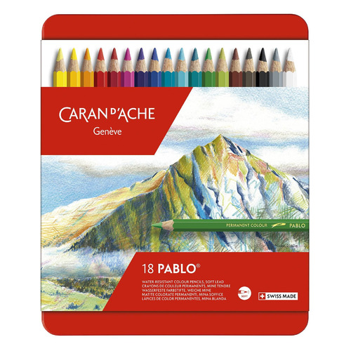 Карандаши Carandache 666.318 666.318, шестигранный, дерево, 3.8мм, коробка металлическая, 18шт
