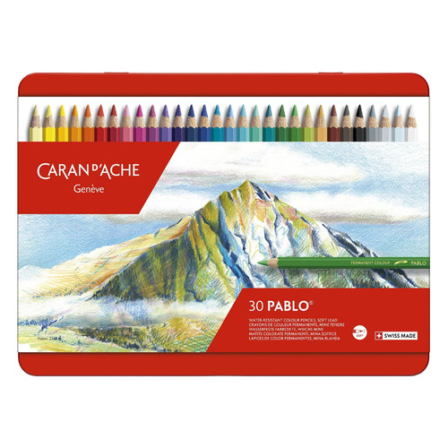 Карандаши Carandache 666.330 666.330, шестигранный, дерево, 3.8мм, коробка металлическая, 30шт