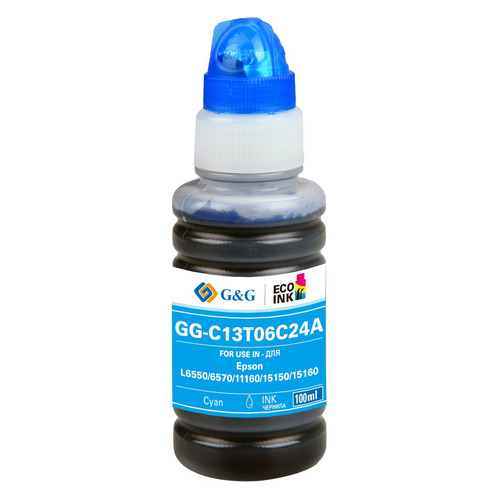 Чернила G&G GG-C13T06C24A №112, для Epson, 100мл, голубой