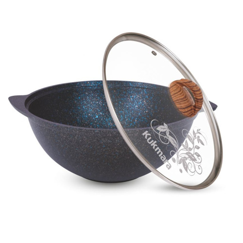 Казан KUKMARA Granit ultra blue, 4.5л, с крышкой, черный [кгг47а]
