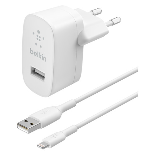 Сетевое зарядное устройство Belkin WCA002vf1MWH, USB, 8-pin Lightning (Apple), 2.4A, белый