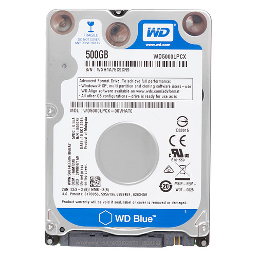 Жесткие диски  Ситилинк Жесткий диск WD Blue WD5000LPCX, 500ГБ, HDD, SATA III, 2.5